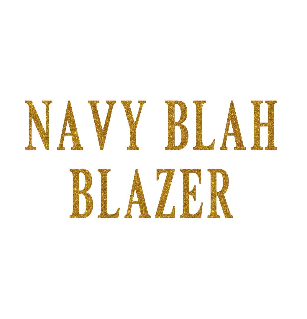 navy blah blazer glitter iron on transfer